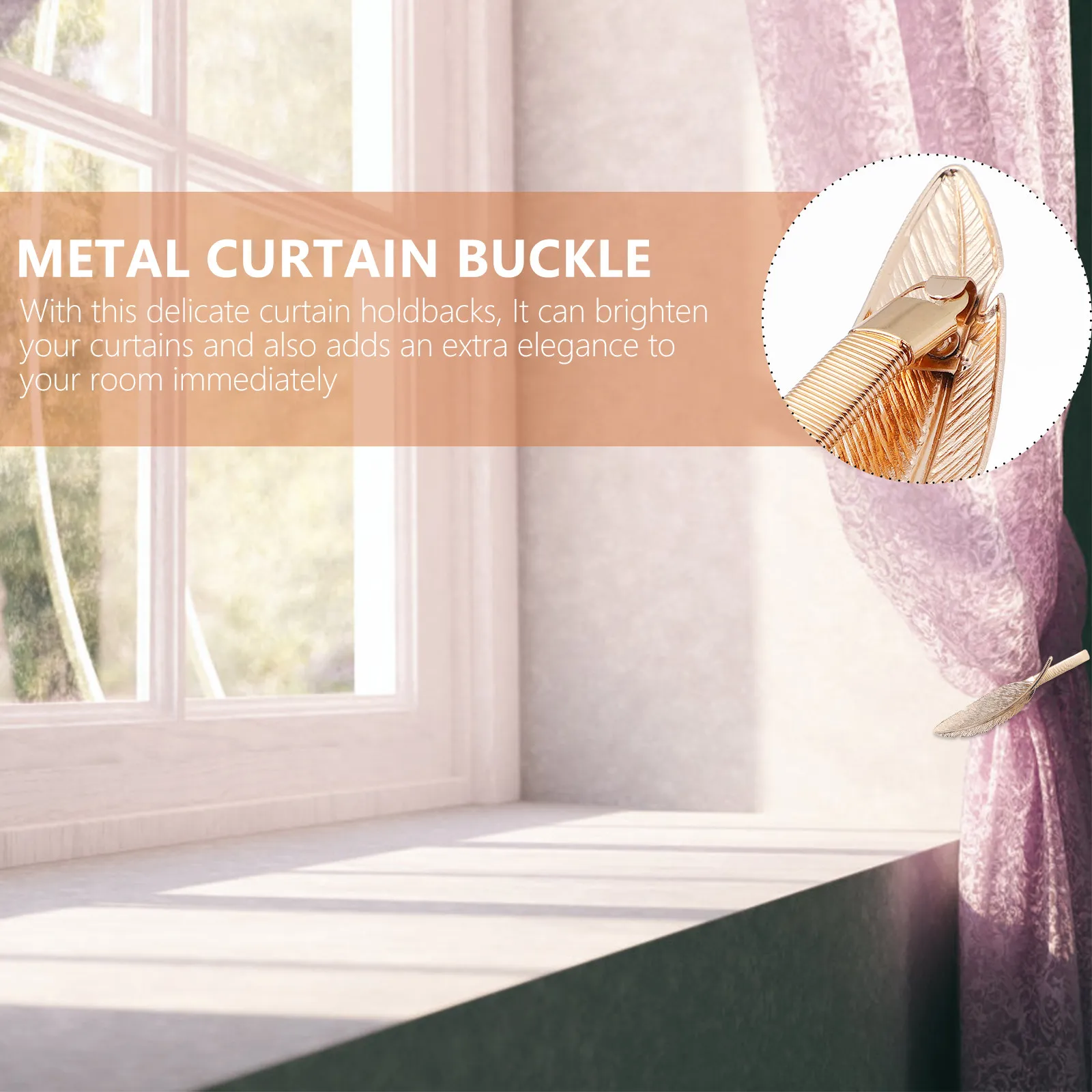 1Pair Shape Metal Curtain Tiebacks Magnetic Buckles Strong Hold for Drapes No Drill Curtain Clips Living Room Bedroom