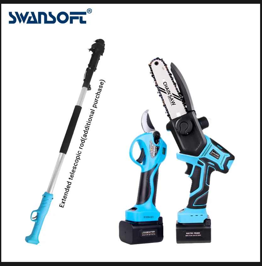 SWANSOFT 5 Inch Brushless Electric Saw Cordless Chainsaw Li-ion Battery Woodworking Power Tool for 16.8V Battery