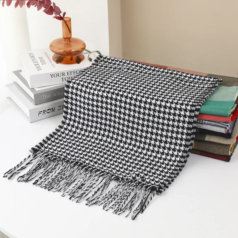 

2024 Scarf Female Winter Korean Version of Everything with British Classic Checker Students Autumn Winter Woman Neck Warm YC08