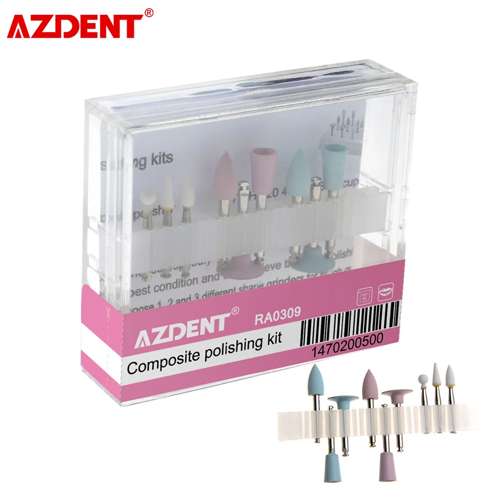 AZDENT 9pcs/Box Dental Composite Polishing for Low Speed Handpiece Contra Angle Kit RA0309 Resin Sanding Polishing Set