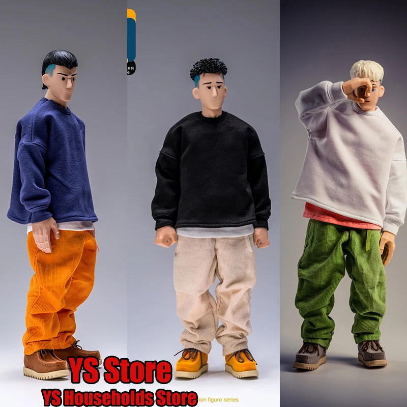 TrickyMan12 1/6 Corduory Sweatshirt Broek Doek Ontwerp Trendy Anime Man Action Figure Vervangbare Hand Type 12 "Soldaat Speelgoed