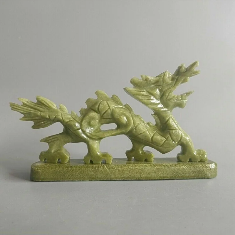 100% Chinese natural jade hand-carved dragon statue