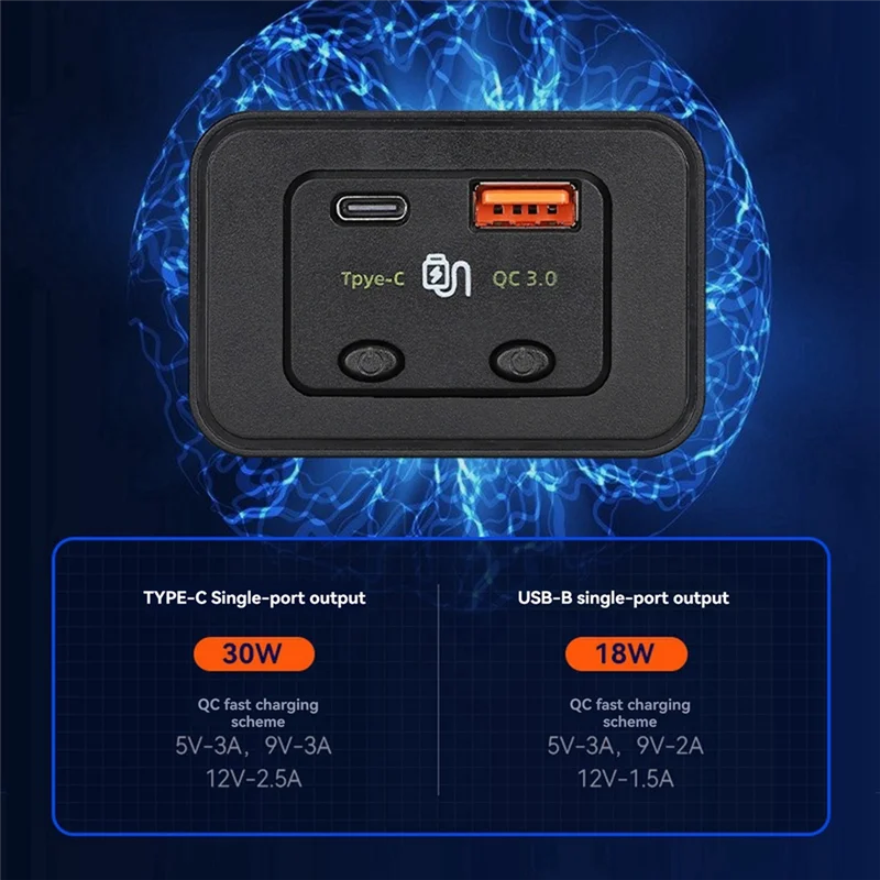 كامل-48 واط المزدوج التبديل شحن سريع PD تعديل QC سيارة شاحن الهاتف المحمول 12V24V مناسبة لسيارة RV حافلة حافلة السفينة