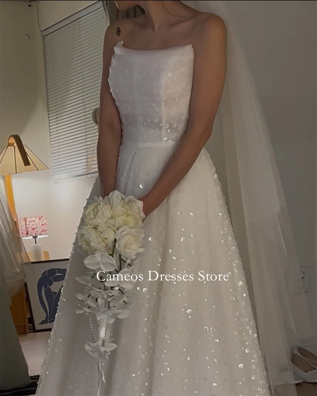 

SONDR Свадебные платья цвета слоновой кости без бретелек с блестками и рюшами на шнуровке без рукавов Корейские платья невесты Женские свадебные платья