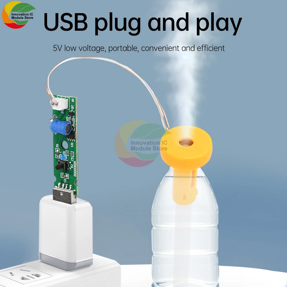 Type-C USB 5V 20mm 1.5-2W Ultrasonic Atomizing Humidifier Module DIY Moisturizing Transducer Mist Maker Atomize Rubber Gaske kit