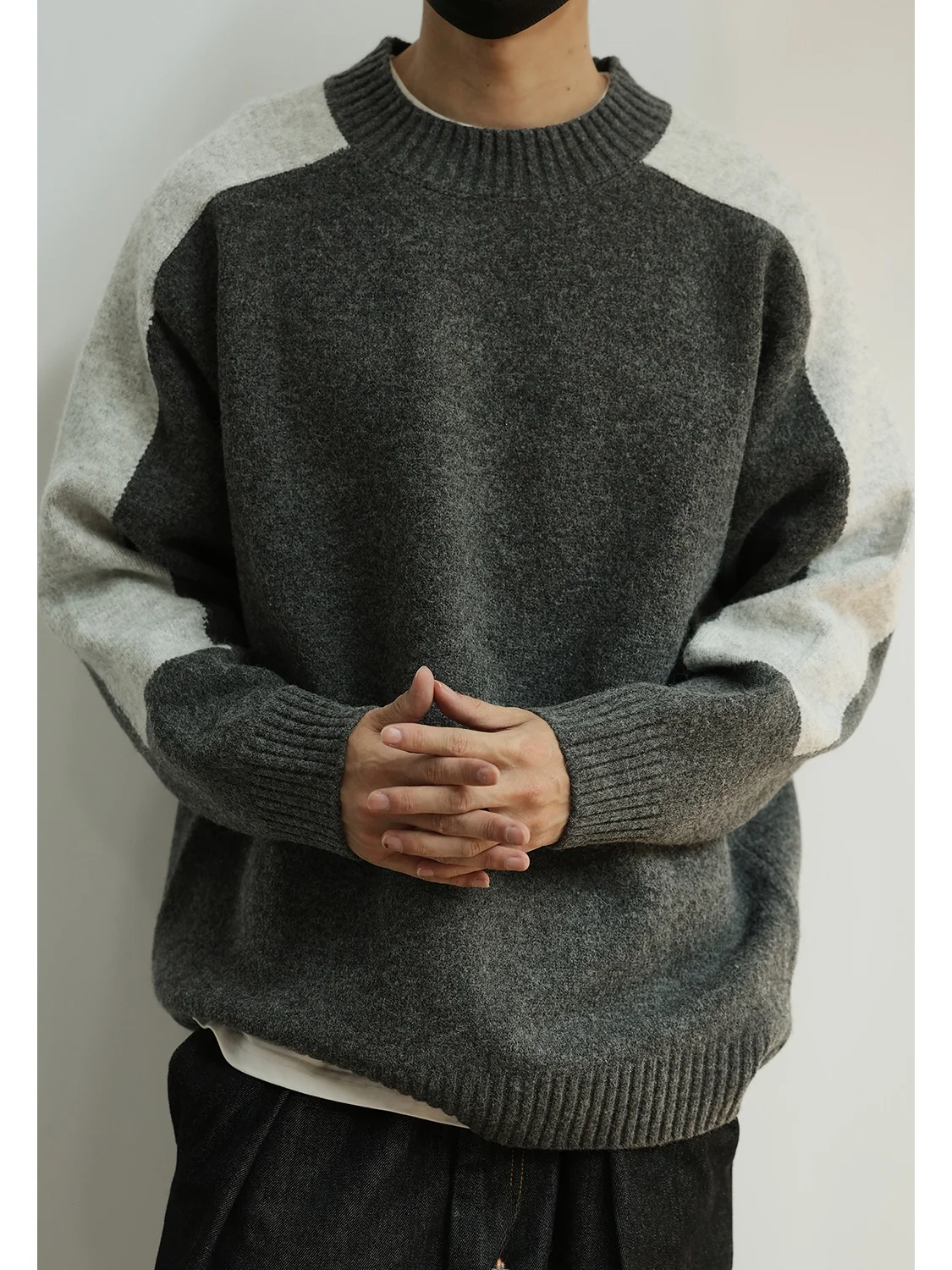 

Мужской теплый свитер в японском стиле LH Store: утолщенный, вязаный, с модным дизайном, свободного кроя, длинный рукав, зимний топ.