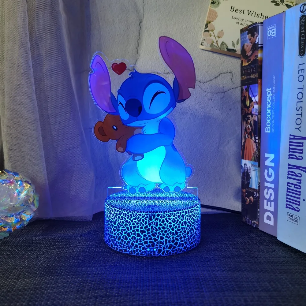 Cool 16 Colours  Lilo & Stitch Night Light, 3D LED with Smart Remote Control, Children\'s Room Decoration, Christmas Day Gift