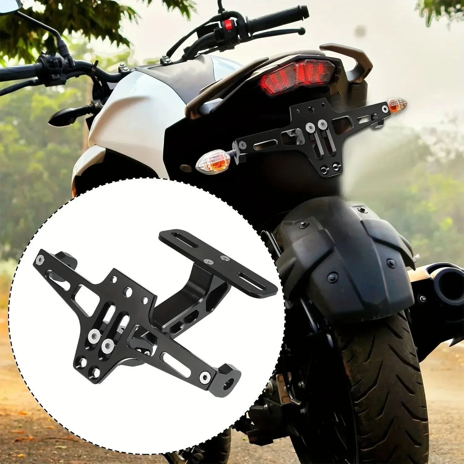 

Universal Motorcycle LED License Plate Holder Bracket for BMW R1200GS Yamaha YZF-R3 Honda CBR–Waterproof Durable Easy Install