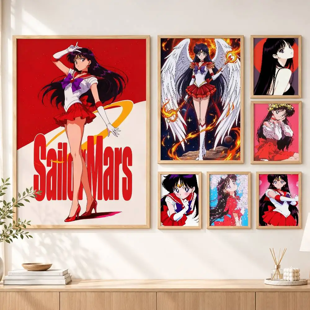Magic Girl S-Sailor Mars R-Rei Hino Customizable HD Self Adhesive Waterproof Wall Art Poster