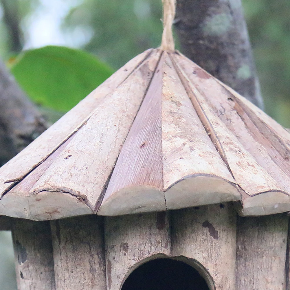 

Outdoor Garden Solid Wood Bird Decoration Simulated Nest Manual Artificial Birds