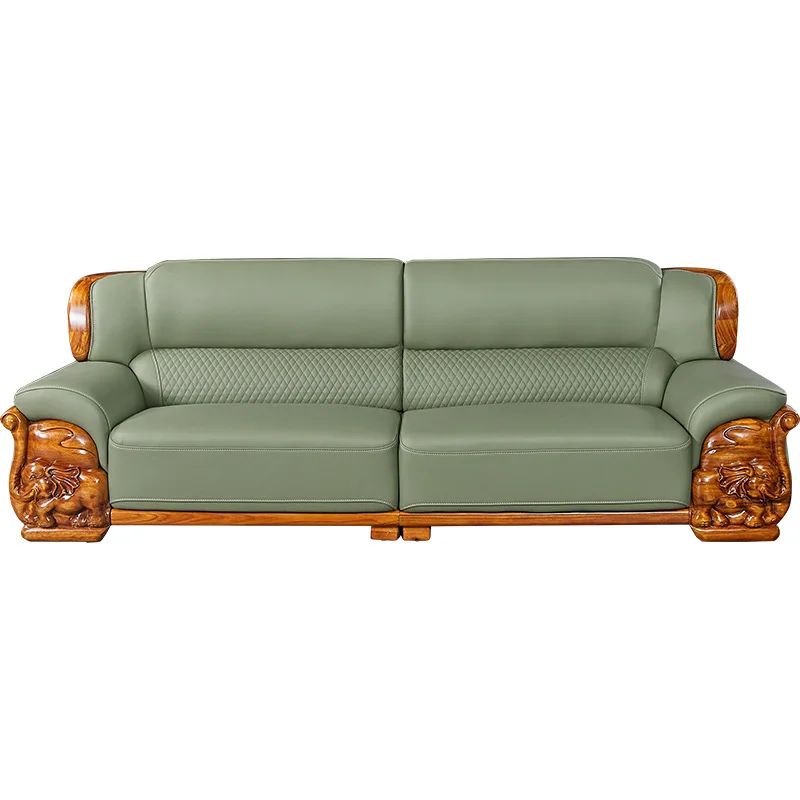 

Новый китайский кожаный диван из натуральной кожи первого слоя, для дома, для гостиной, комбинированный, из массива дерева.