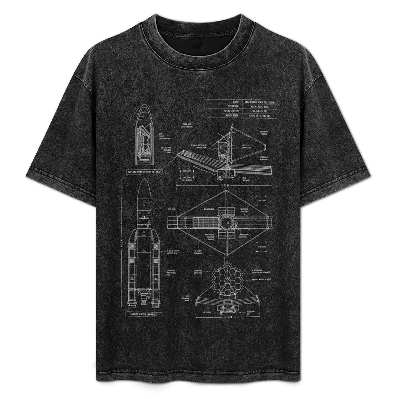 

James Webb Space Telescope (White Stencil-No Background. Vertical) T-Shirt All Weather Casual Short Sleeve
