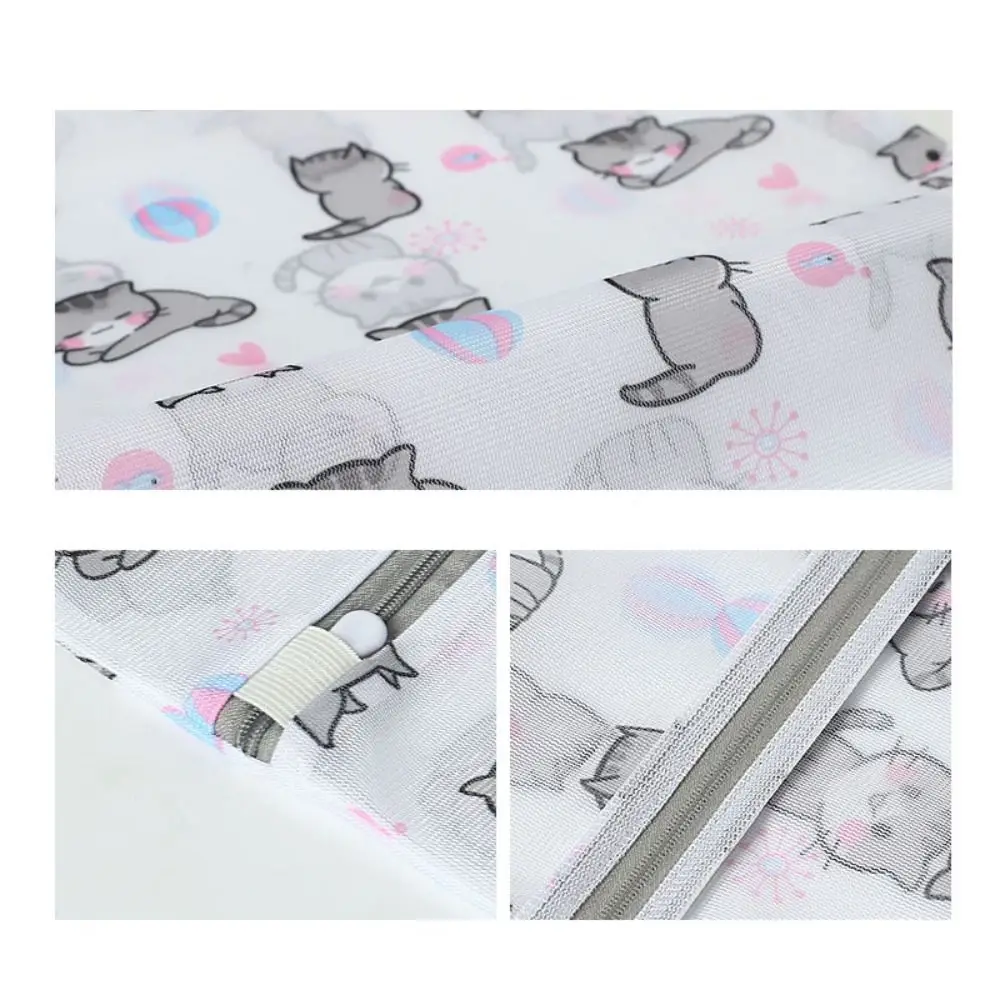 In Machine Cute Laundry Bag Cartoon Cat with Zipper Dirty Clothes Bag Printing Foldable Washing Net Pouch Washing Machine