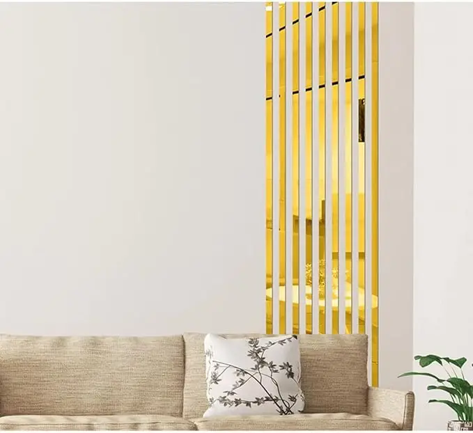 10pcs3D Mirror Strips Wall Sticker Acrylic Decorative Line for for Wall Frames/Wallpaper Border/Waist Lines