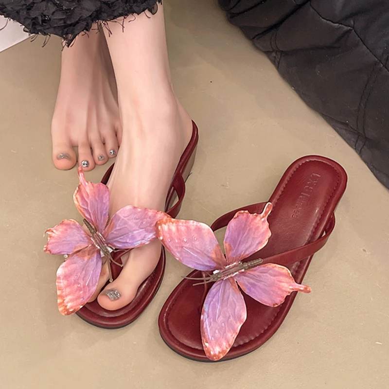 

Women Wedges Slippers Elegant Mid Heels Designer Shoes Summer Women's Sandals 2025 Party Pumps Flip Flops Dress Mujer Sandalias