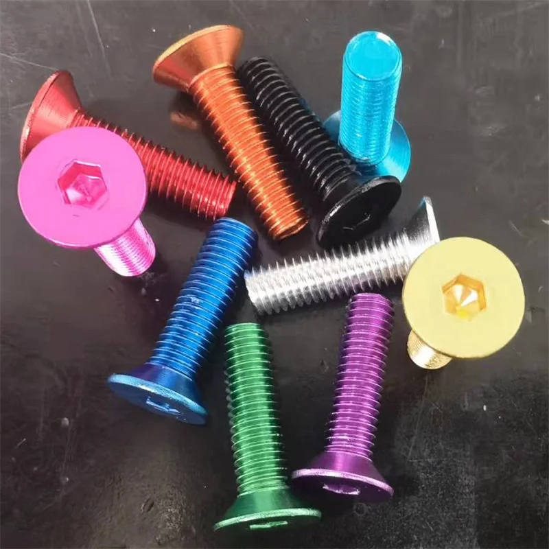 5pcs M8 *16/20/25/30 Anodized Colorful Aluminum Flat hex socket countersunk head Screw