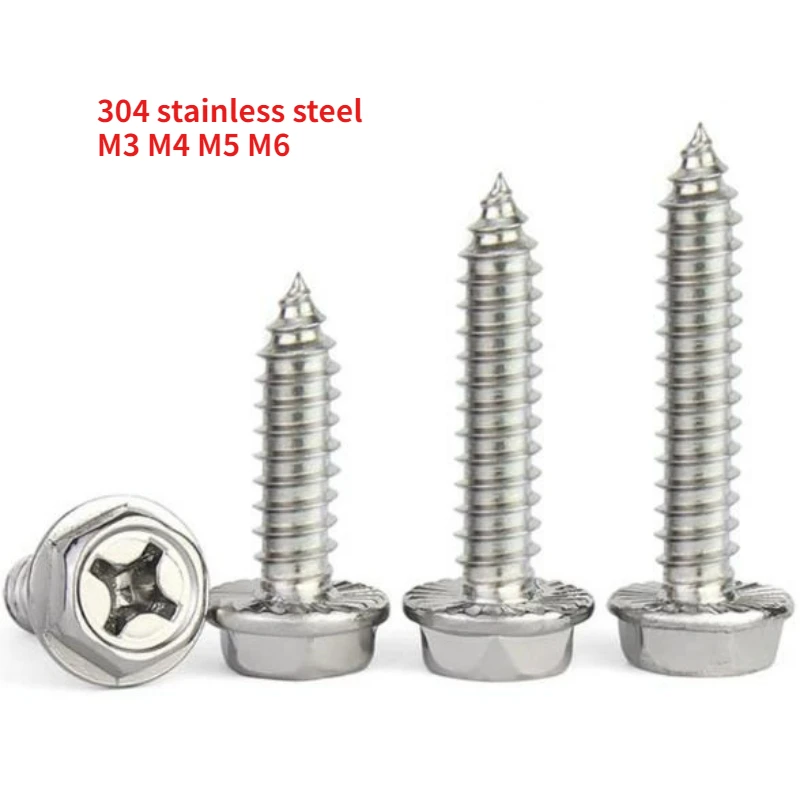 

20-200 шт. M3 M4 M5 M6 304 нержавеющая сталь Phillips крестообразный утопленный шестигранный зубчатый ремень фланец саморезы деревообработка