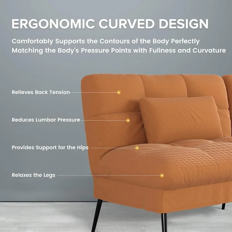 سرير أريكة قابل للتحويل، أريكة قماش مقاس 68 بوصة مع مسند ظهر قابل للتعديل، كرسي Loveseat أثاث غرفة المعيشة النائم فوتون