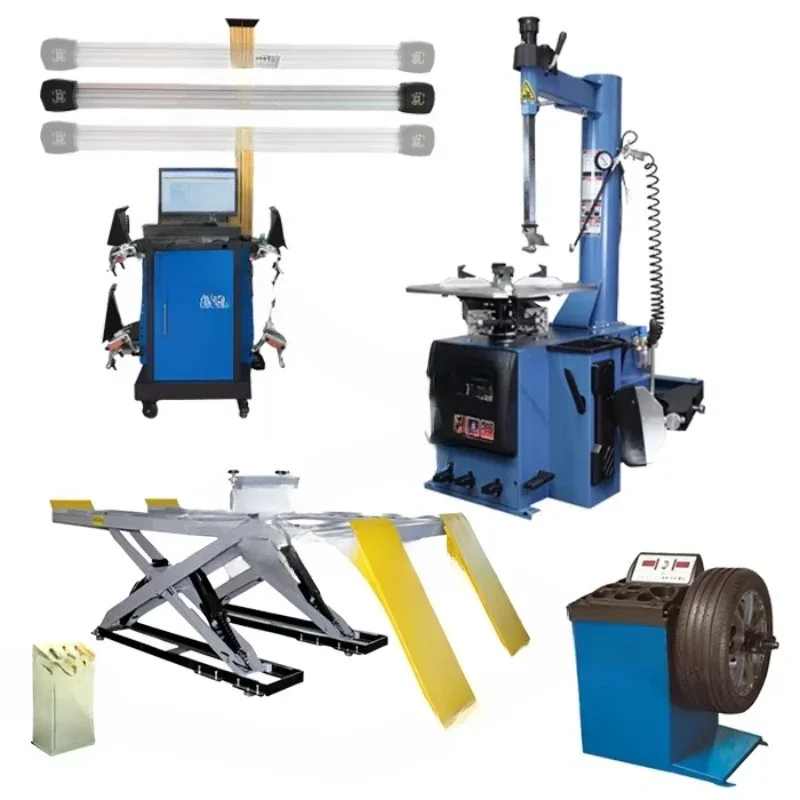 Wheel alignment balancing machine, wheel alignment machine combination tire repair machine