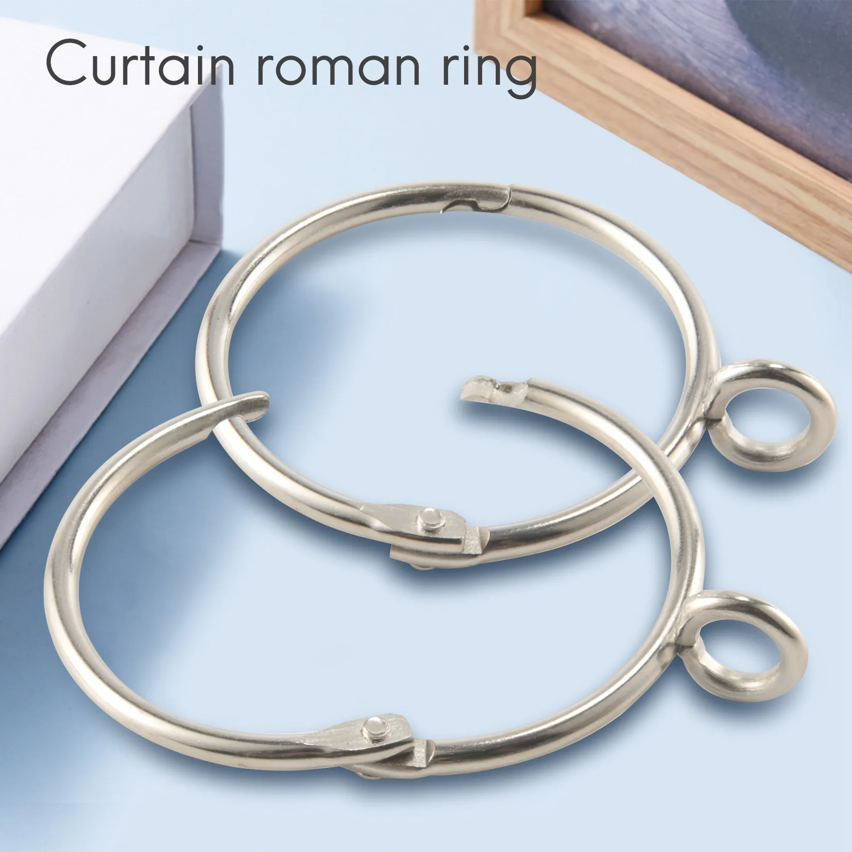 ✱20 Pcs Openable Silver Curtain Rings Open and Close Metal Rustproof Drapery Loops with Eyelet for Hook Pins (1.5 Inch)