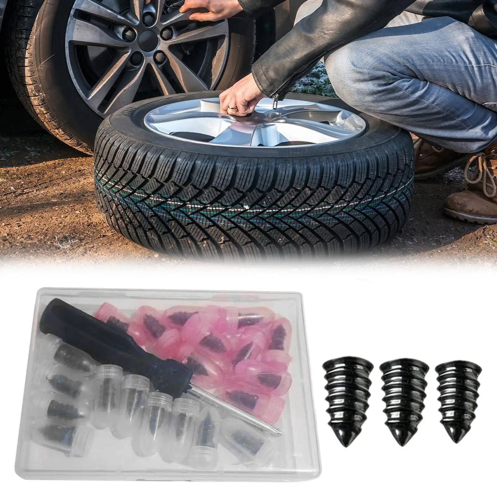 

100-piece tire repair kit Tire Repair Nails Wheel Maintenance Plugs Tire Maintenance Screw Kit Car tire puncture repair kit
