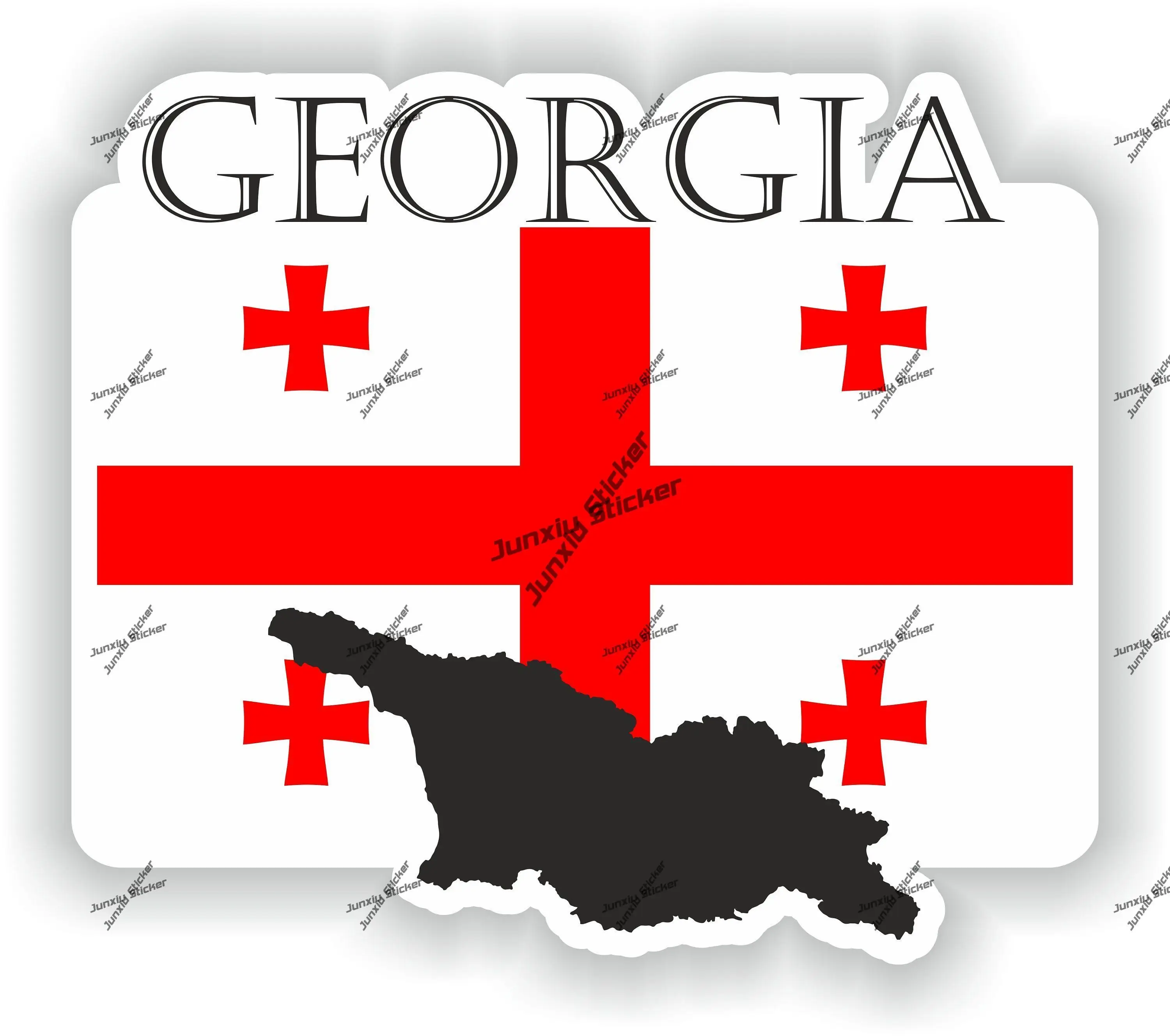 Georgia Sticker Coat of Arms of Georgia Georgian Flag with Graphical Outline Waterproof Decal for SUV Window Bike Accessories