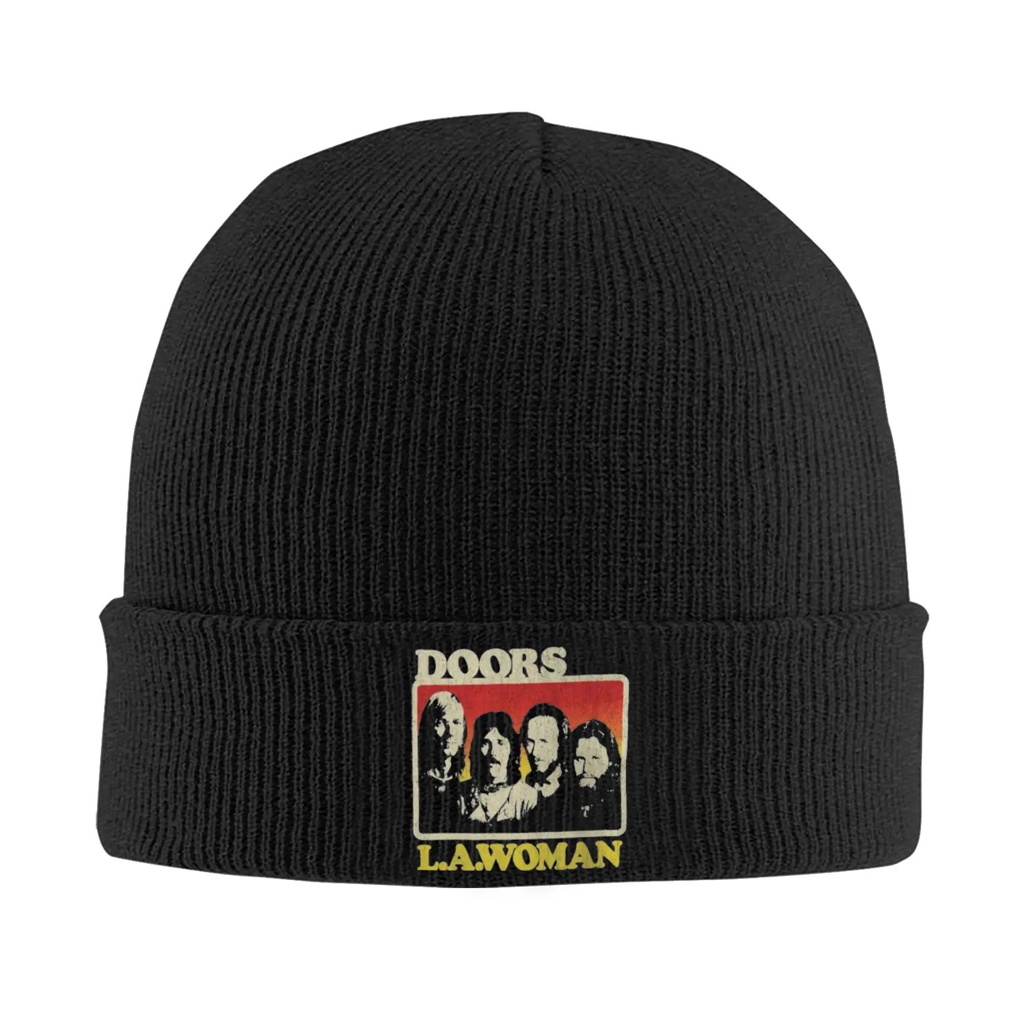 Jim Morrison The Doors Rock Band Knitted Hat for Women Men Beanies Winter Hats Acrylic  Casual Cap