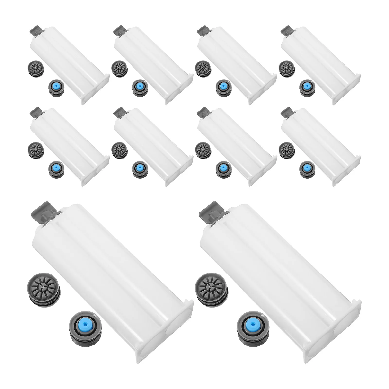 10Pcs Dual Chamber 50Ml Plastic Resin Mixing Tube 1:1 Ratio Ab Glue Cartridge Epoxy Gun Adhesive Cartridge for Chemical