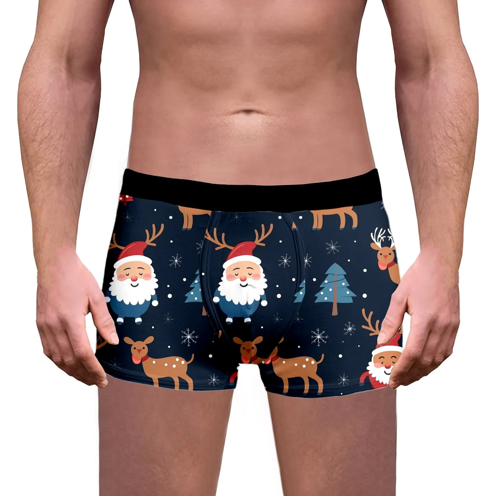 Christmas Mens Boxers Funny Santa Claus Print Boxer Shorts Underwear New Years Underpants Xmas Panties Convex Lingerie men gifts