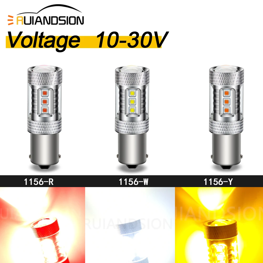 

2pcs 1156 Bau15s Py21w Canbus Car Moto ATV UTV LED Turn Signal Lights Orange White Red 12V 24V 6W Indicator Directional Lamp