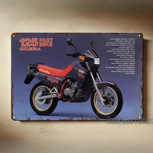 Gilera 125 fast bike Motorcycle Metal Poster - Collectable Sign - Size: