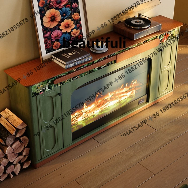

Fireplace porch cabinet French retro style living room American simulation heating fireplace decorative cabinet
