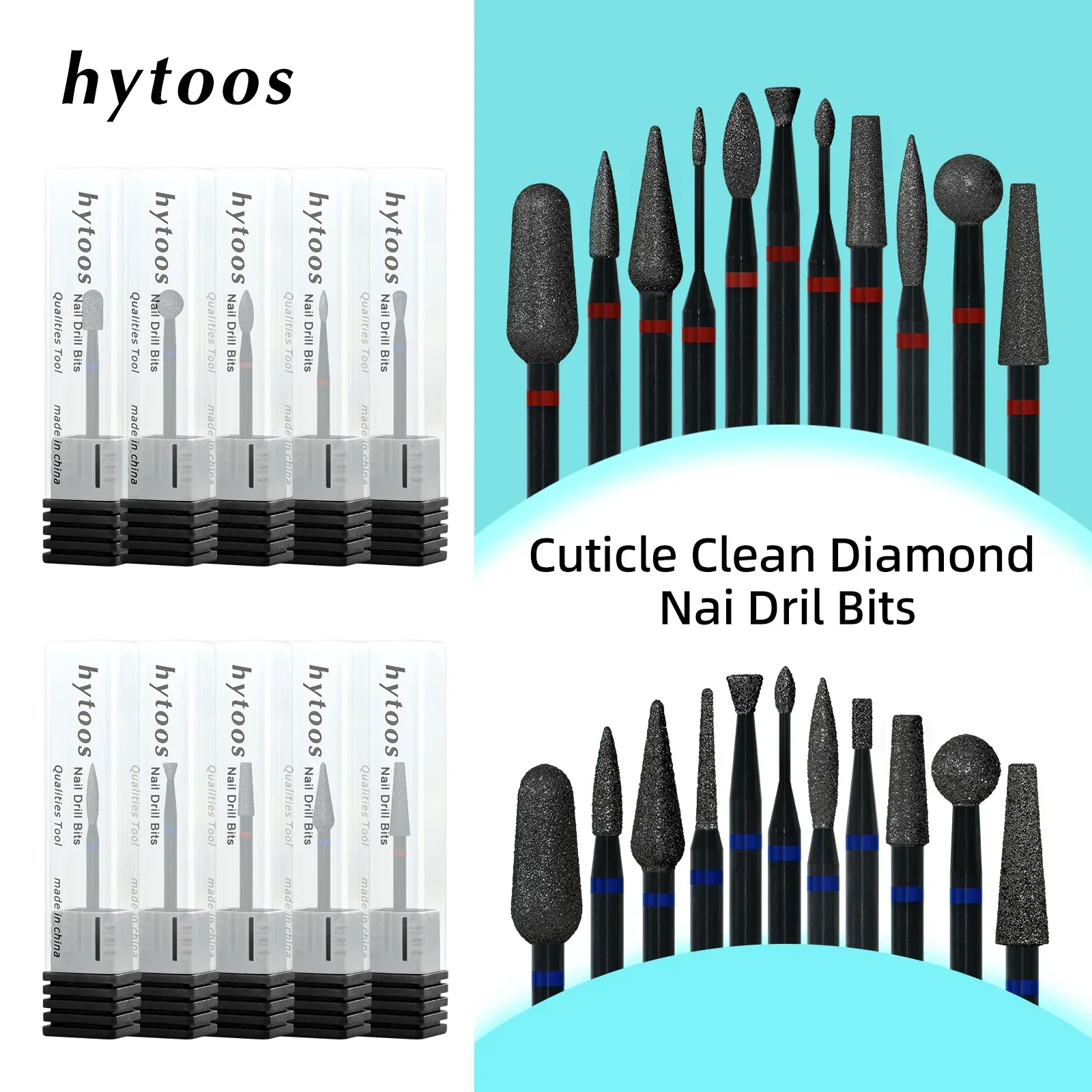 HYTOOS Black Diamond Nail Boren Pro Russische Cuticle Bit voor Nail Drill Dode Huid Cuticle Cleaner Nagels Pre-behandeling gereedschap