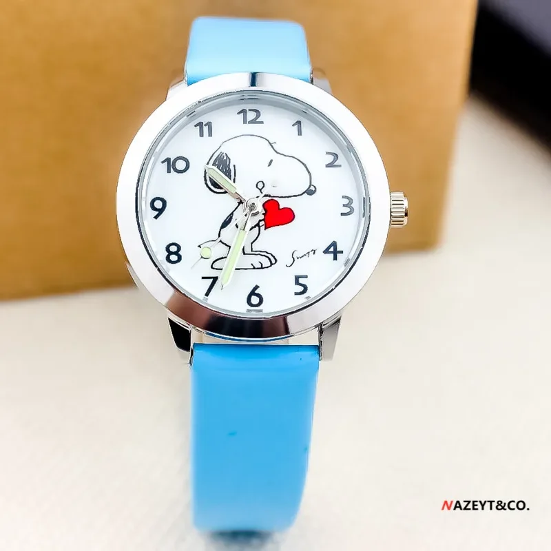 Kawaii Snoopy Kids Watches Cartoon Anime Character Quartz Watch Leather Belt Children Girls Fashion Students\' Clock Gifts