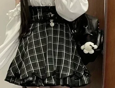 Black plaid skirt