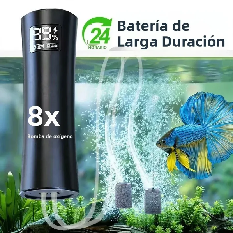 

Portable Oxygen Pump,5W,Low Noise,Fish Tank Aerator,Quiet, USB Rechargeable, Suitable for Outdoor Fishing and Aquariums