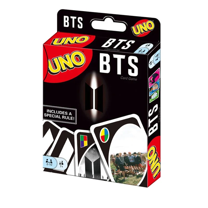 Mattel Games UNO BTS 카드 게임, TV 쇼 테마 그래픽 및 특별 규칙, 2-10 인용, 가족의 밤