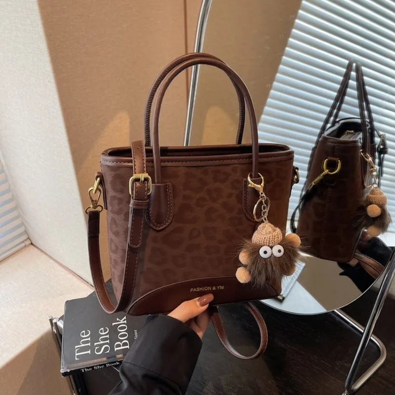 Sophisticated Maillard Female Bag Hollow Out Detail Rivet Design One Shoulder Mini Bag