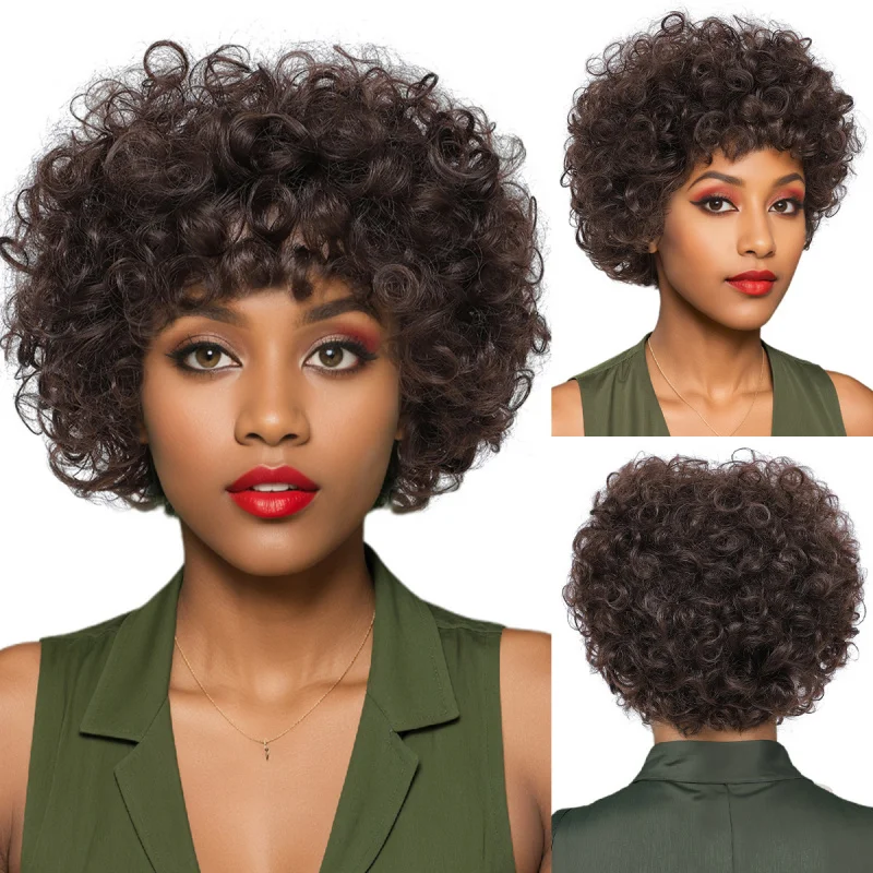 European and American men's , afro-style high-temperature synthetic , African small fluffy short curly wigs