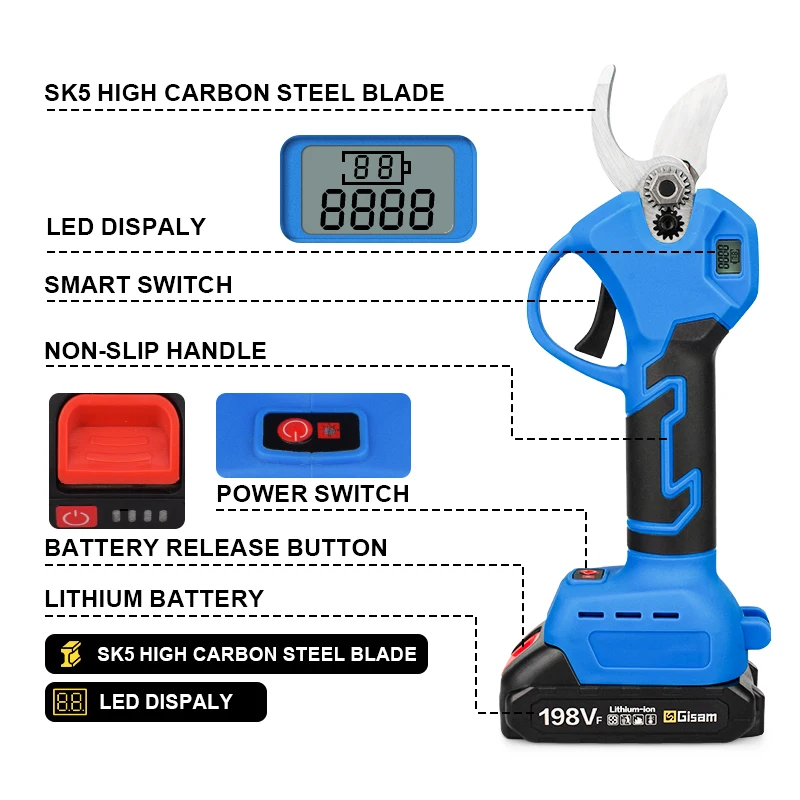 Brushless Cordless Elétrica Tesoura De Poda, Bonsai Ramos Cutter Tools, Makita 18V Bateria, Ramos De Árvores, Fruta, 30mm