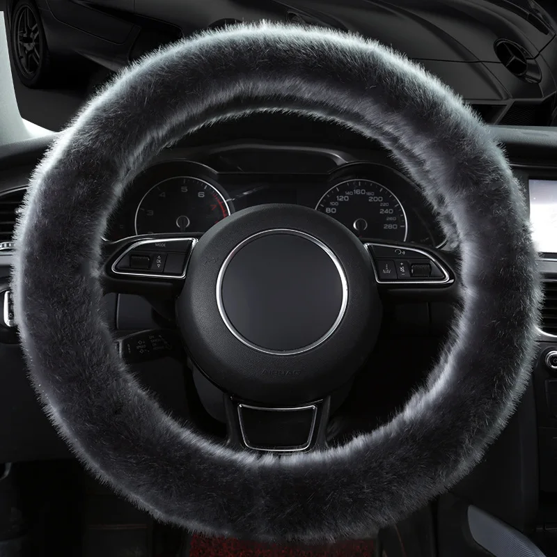 

38Cm 15" Winter Fox Plush Car Handle Decoration Car Steering Wheel Cover Car Universal Car Interior Accessories