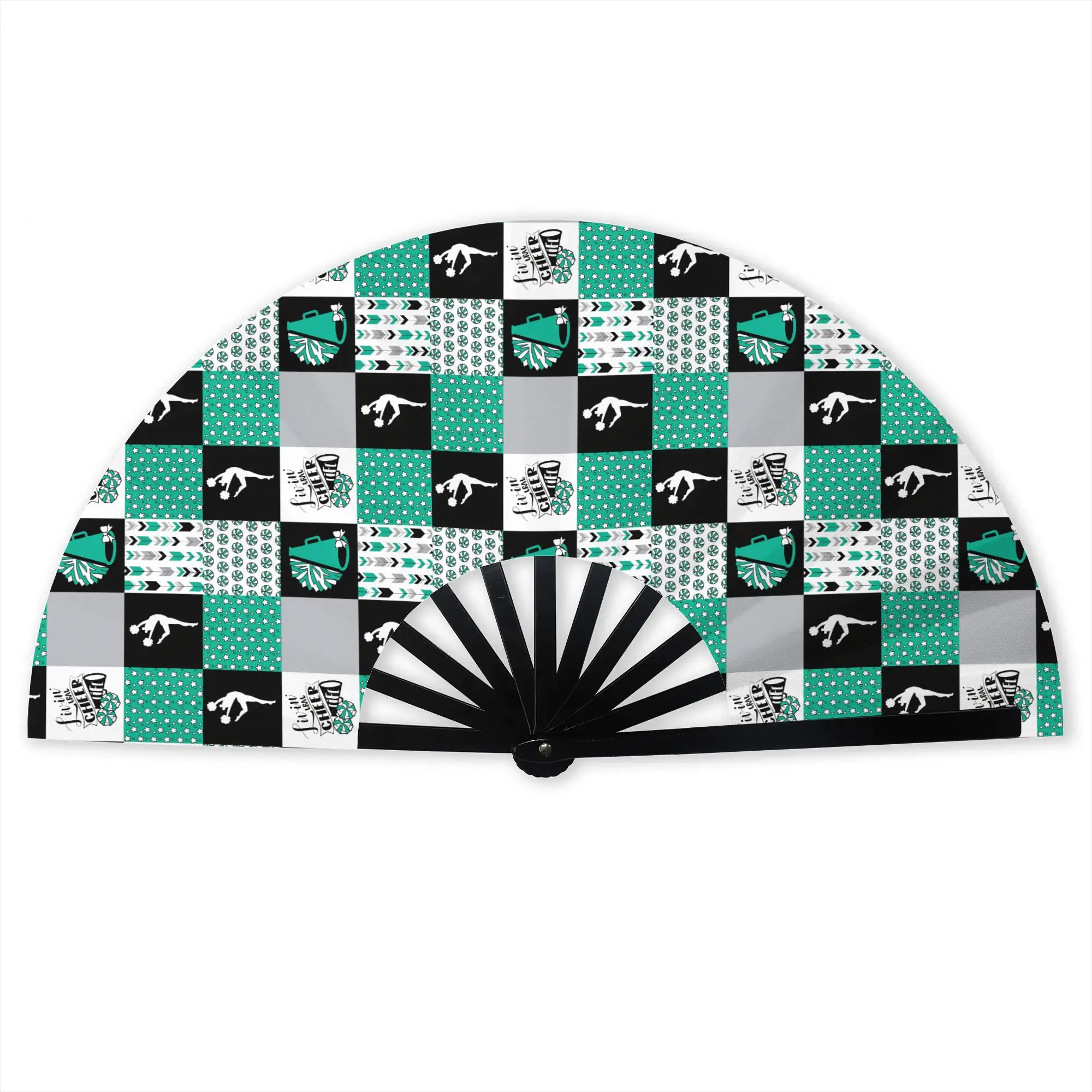 Cheerleading Livin CHEER LIFE  Folding Hand Fan Megaphone Pom Poms  Polyester Fabric Fan Funny Summer Accessory Decorative Fans