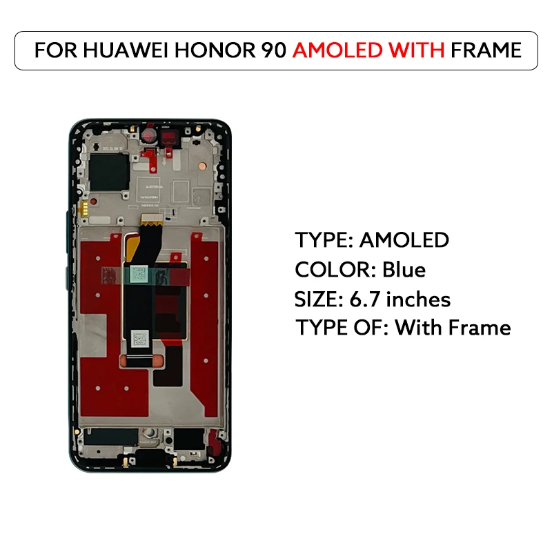 Voor Huawei Honor 90 AMOLED Lcd Touch Screen Digitizer Vergadering Met Frame REA-AN00 REA-NX9 TFT LCD Scherm Reparatie onderdelen