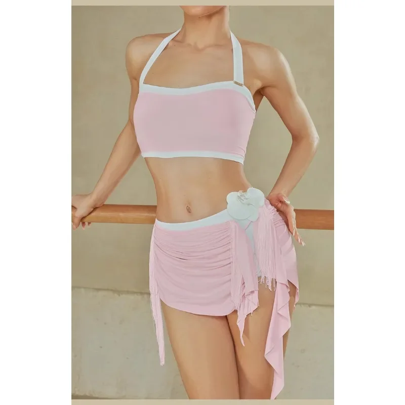 

customized ZYM Top with neck and chest wrapped design Latin dance costumes practice outfit women's cotton with chest