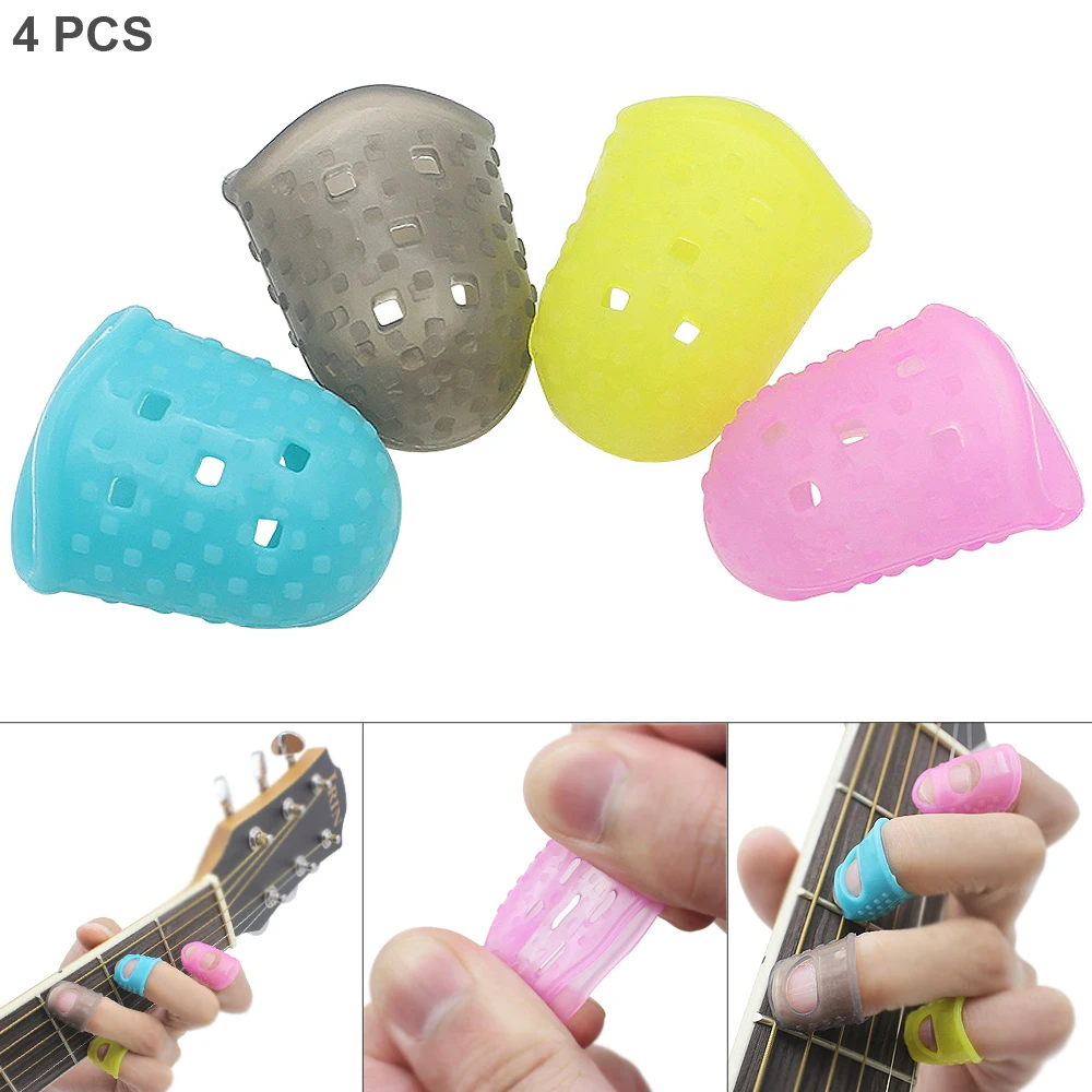 

4pcs/set Silicone Guitar Fingertip Protectors Cover Pressed String Finger Guard for Guitar Ukulele Banjo Mandolin Accessories