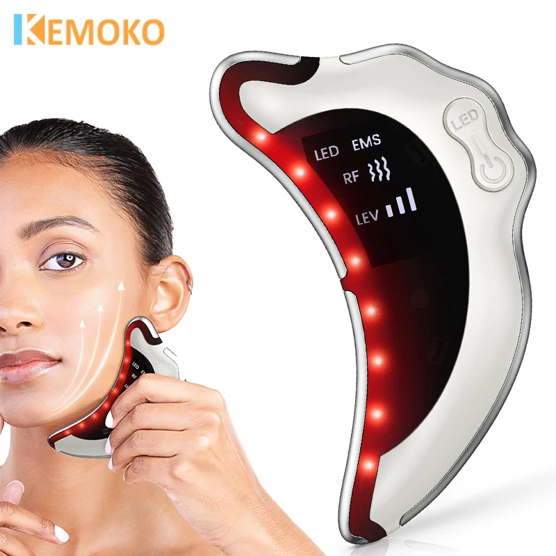 

4 Color LED Electric Gua Sha Face Massager Heated Vibration Facial Scraping Tools Anti Wrinkles Double Chin Skin Face Lifting