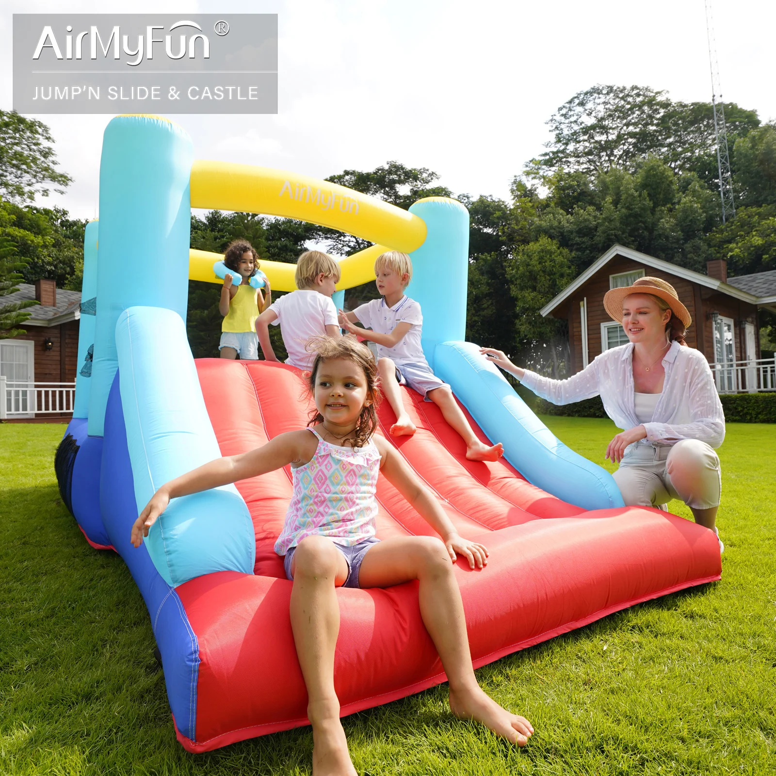 

Manufacturer colorful childlike slide outdoor bounce house commercial bouncy castle inflatable