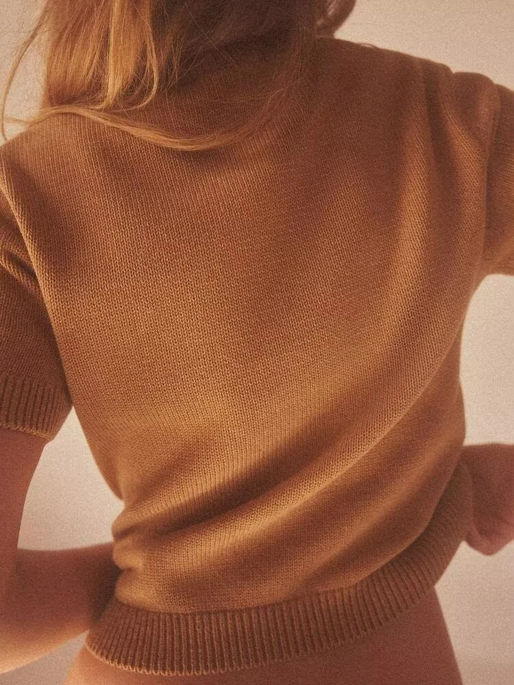

Spring New Arrival Women's Faionable round Ne ort Sve Knitted Top Simple Design Commute Sle Chinese Made
