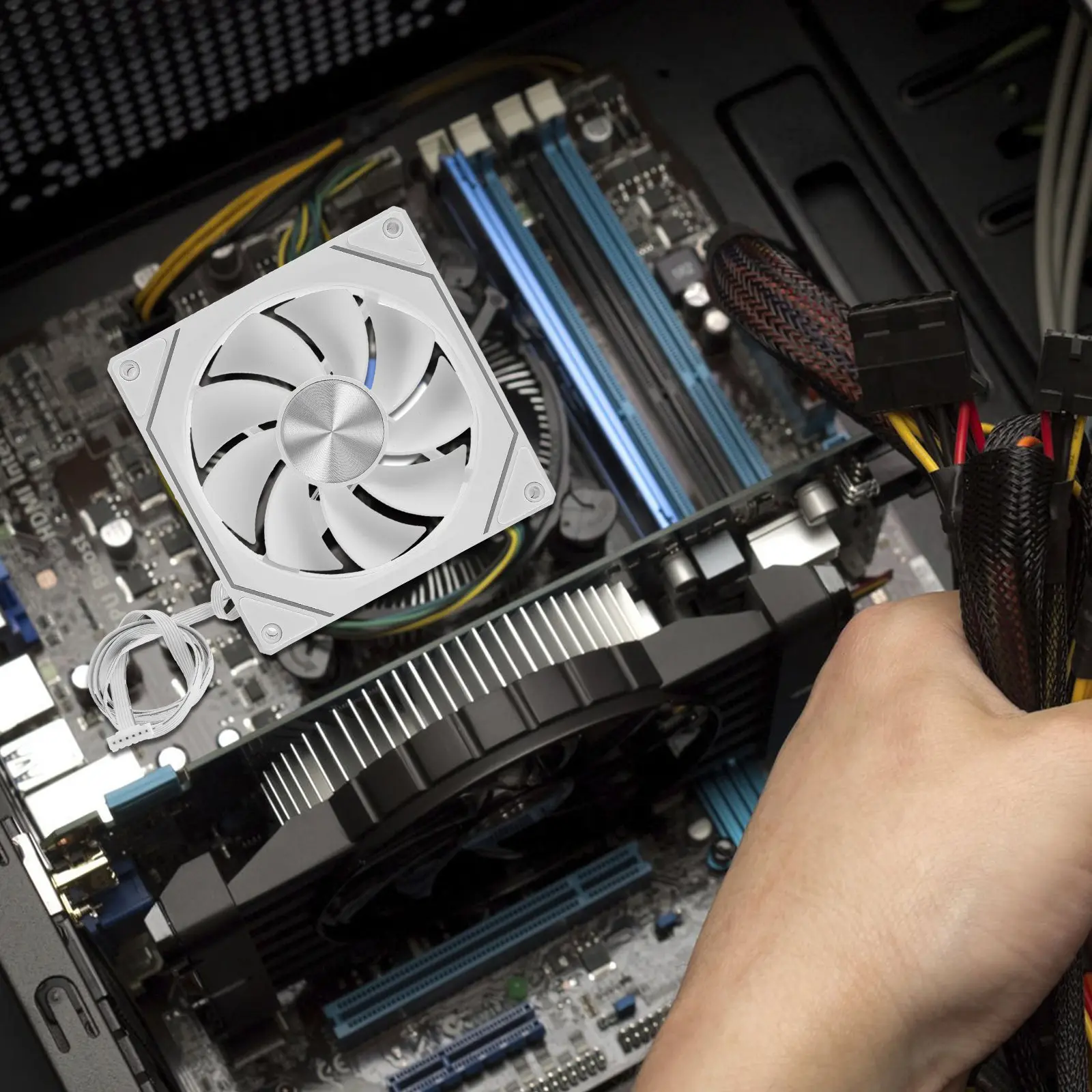 

Silent Pc Case Fan Rgb Lighting Adjustable Speed 800-1600Rpm Quiet Cooling Fan for Gaming Office Setup Case Fans Rgb