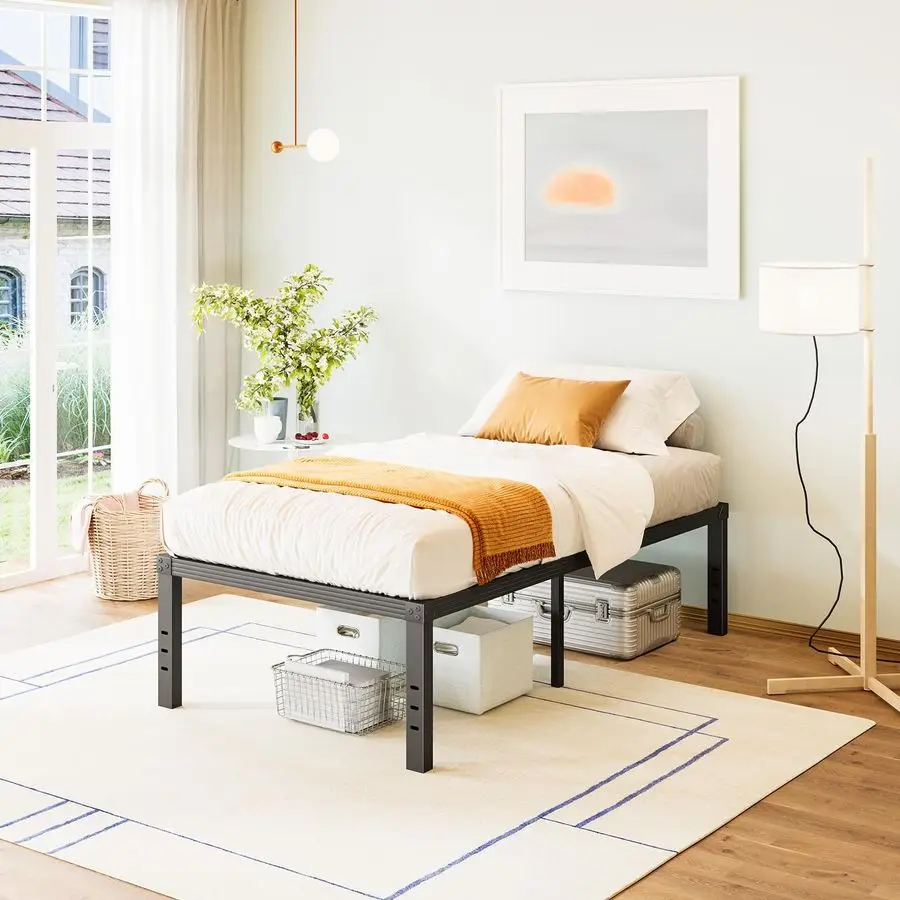 

Дюймовый металлический каркас кровати TwinXL, коробчатая пружина не требуется, усиленные стальные рейки, поддержка сверхмощного фундамента для матраса, простая сборка, шум